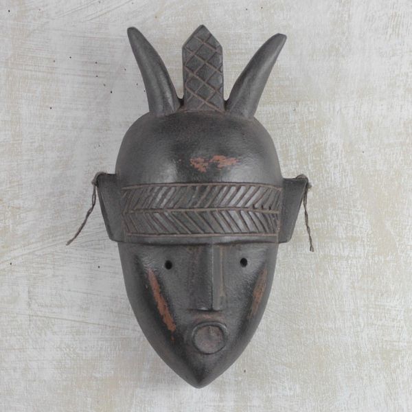 Alternate image for Artisan Crafted African Wood Mask Mighty Warrior