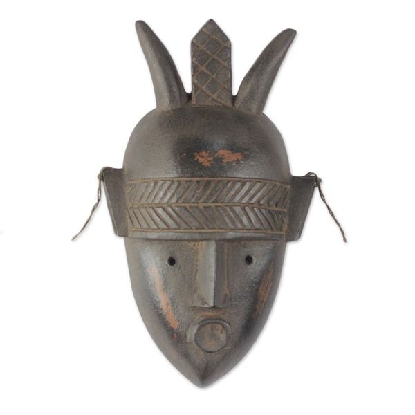 Alternate image for Artisan Crafted African Wood Mask Mighty Warrior