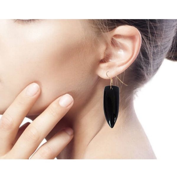 Alternate image for African Horn Dangle Earrings Black Enyefewu