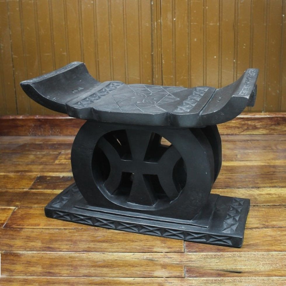 Handcrafted Wood Throne Ottoman 'Freedom of Speech'
