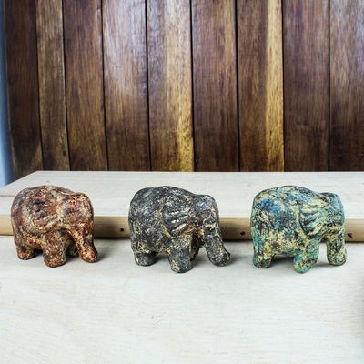 Alternate image for Ceramic sculptures Set of 3 Forever Elephants