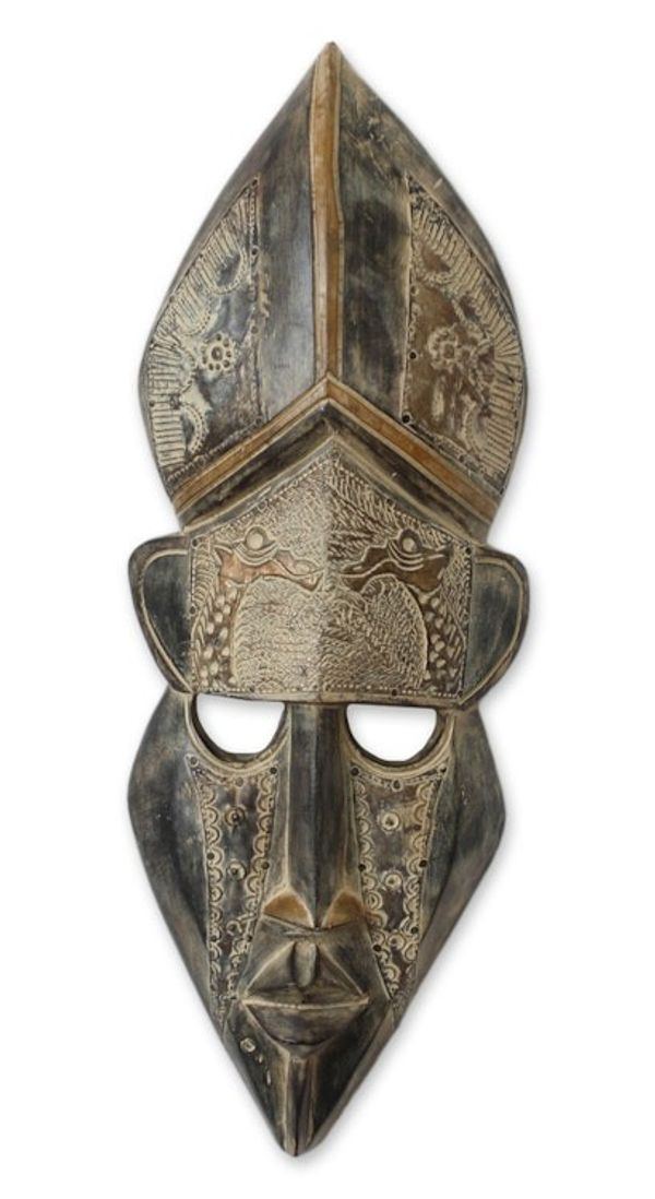 Alternate image for Hand Carved African Wood Mask Giraffe Serenity