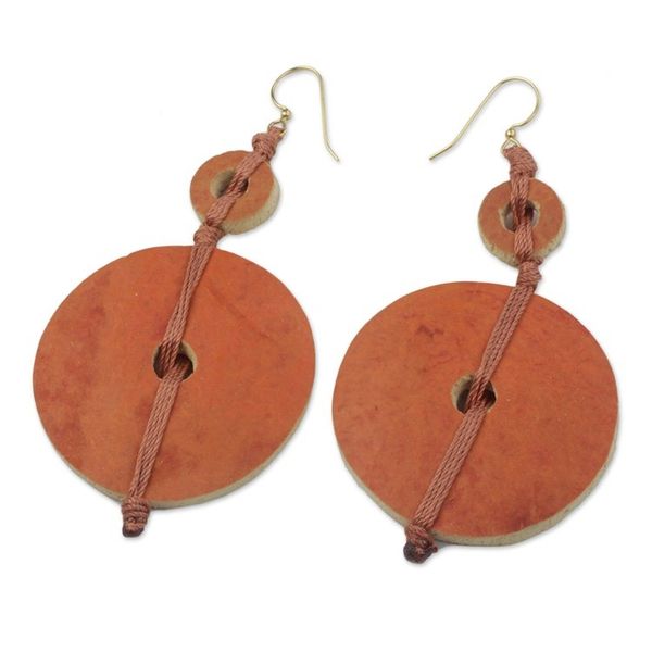 Alternate image for Dried Calabash Dangle Earrings Tropical Fun