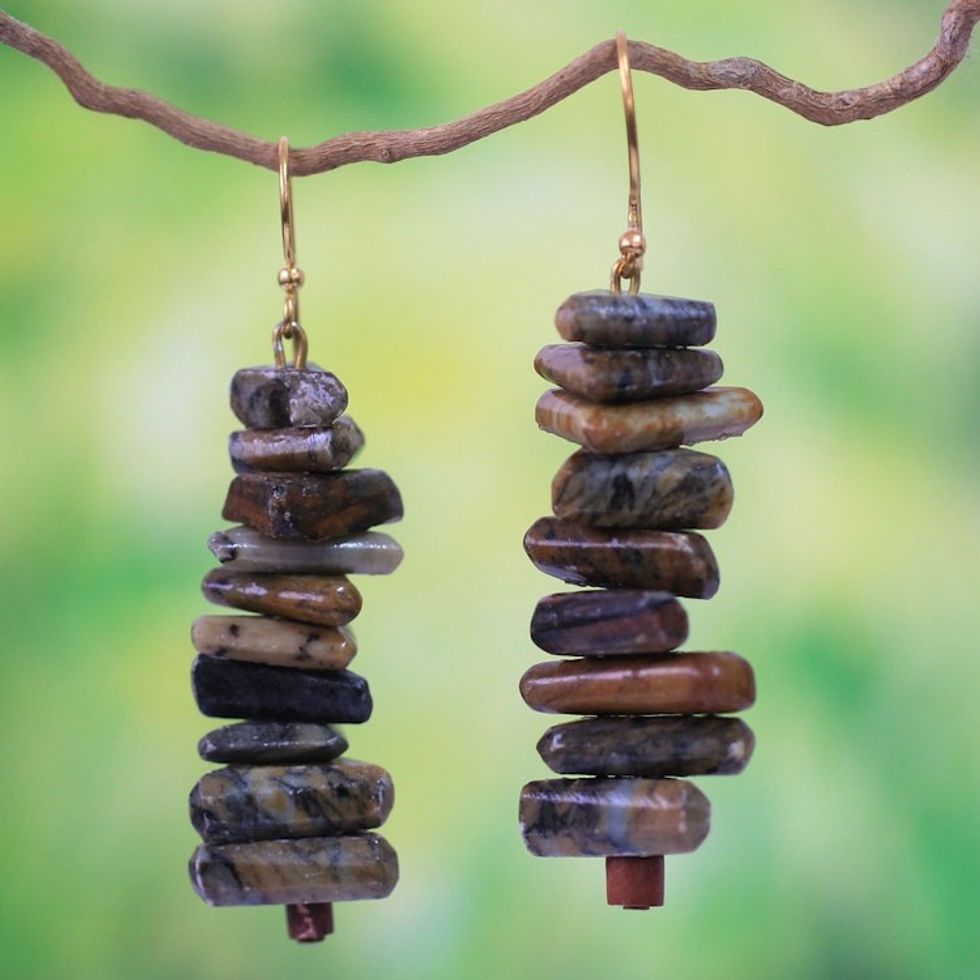 Soapstone beaded earrings 'Anidaso'