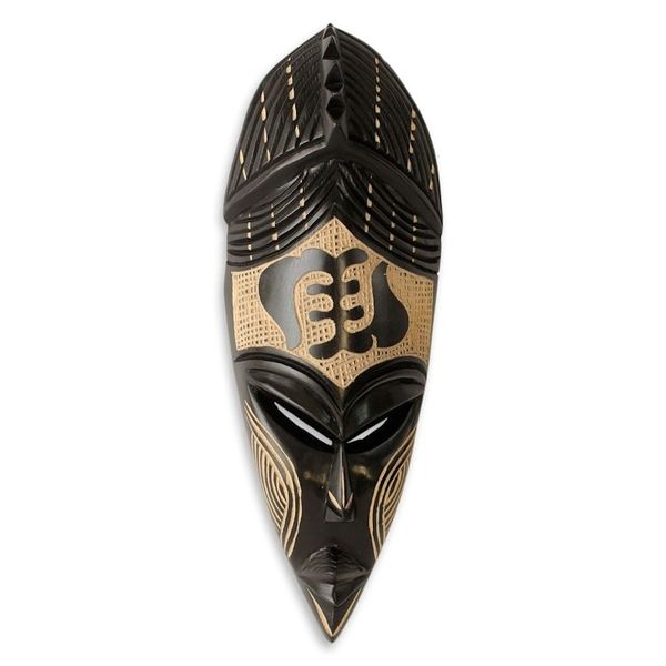 Alternate image for Hand Carved Wood Wall Mask Gye Nyame II