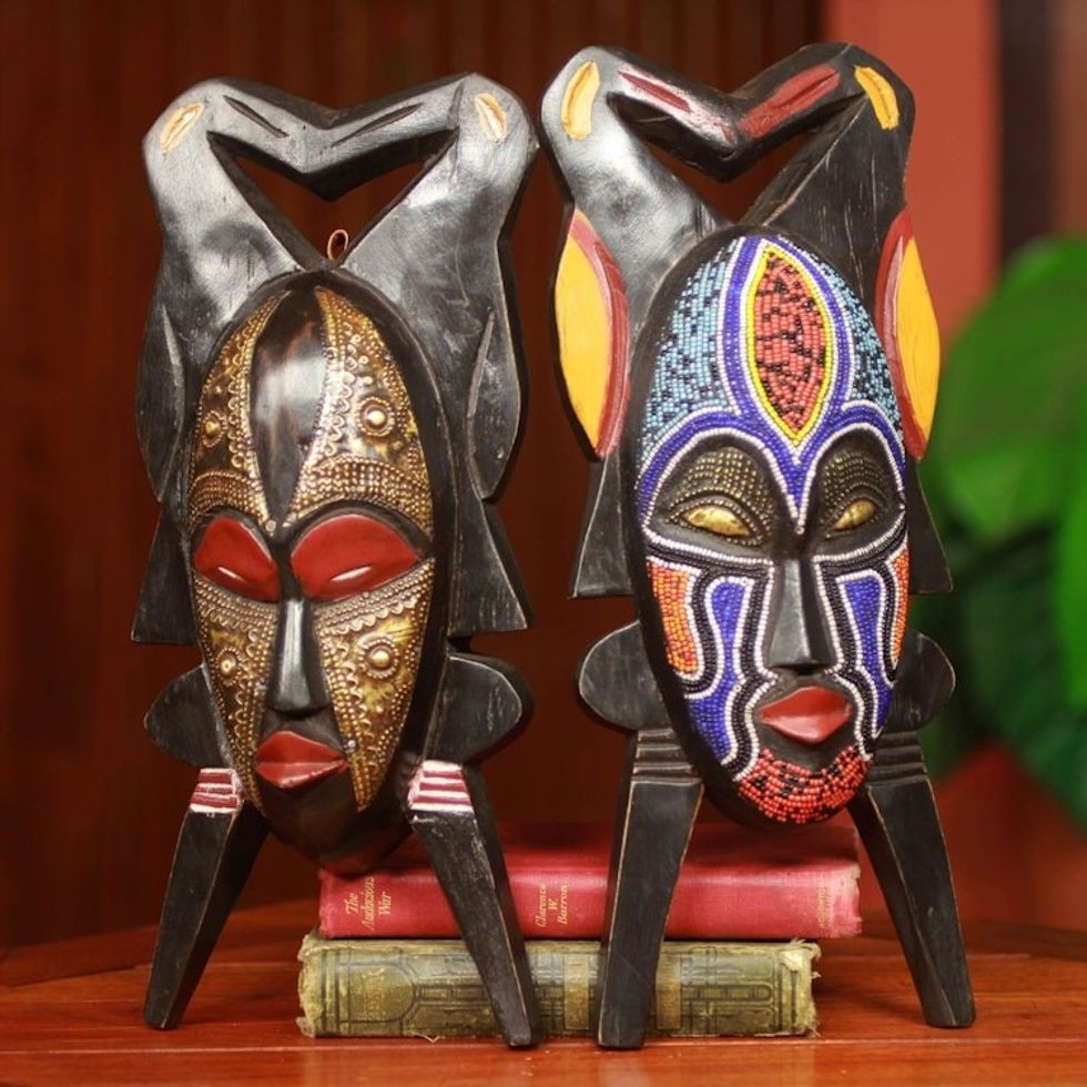 Authentic African Masks Pair 'God's Gift of Twins'