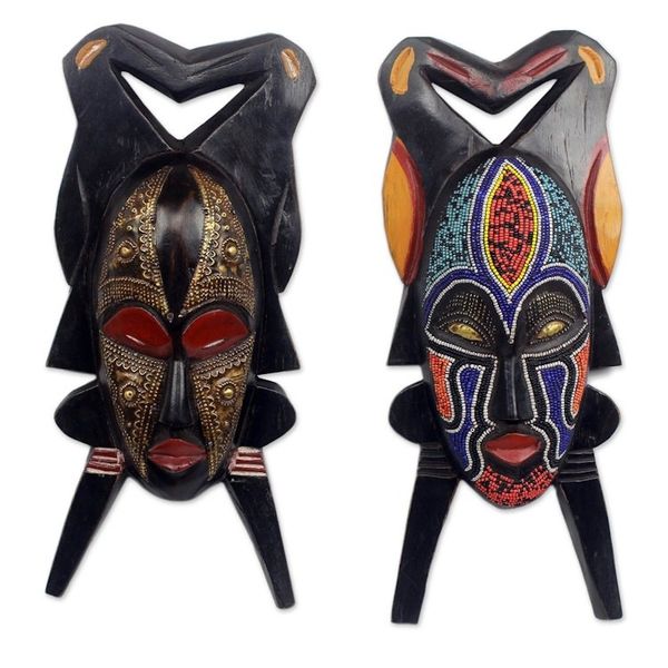 Alternate image for Authentic African Masks Pair Gods Gift of Twins