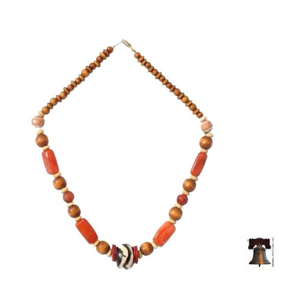 Alternate image for Handcrafted Beaded Agate and Bone Necklace from Africa Maneray
