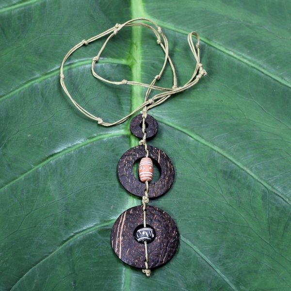 Alternate image for Coconut Shell Pendant Necklace Bold Africa