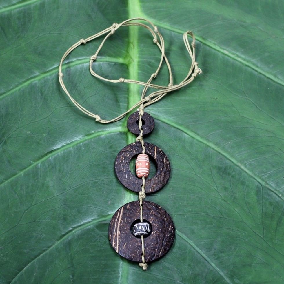 Coconut Shell Pendant Necklace 'Bold Africa'