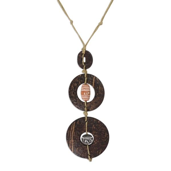 Alternate image for Coconut Shell Pendant Necklace Bold Africa