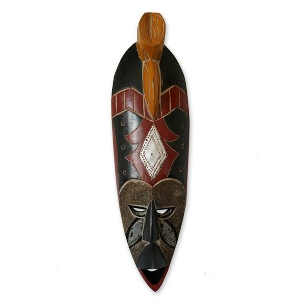 Alternate image for Hand Carved Wood Wall Mask Fishermans Luck