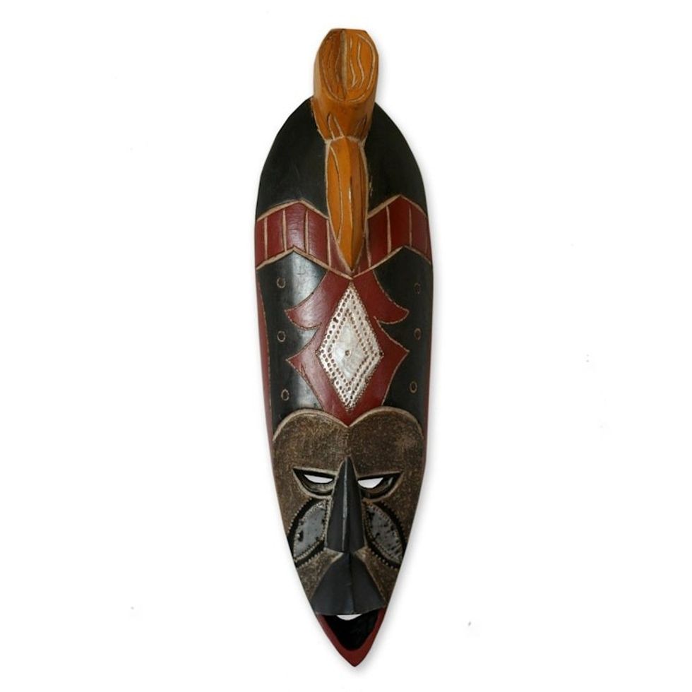 Hand Carved Wood Wall Mask 'Fisherman's Luck'
