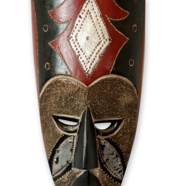 Alternate image for Hand Carved Wood Wall Mask Fishermans Luck