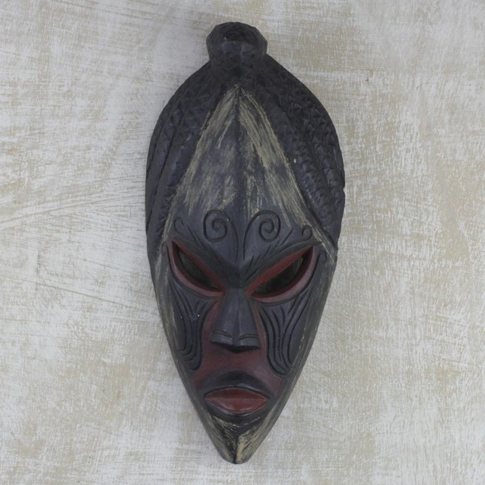 Unique African Wood Mask 'Akan Muse'