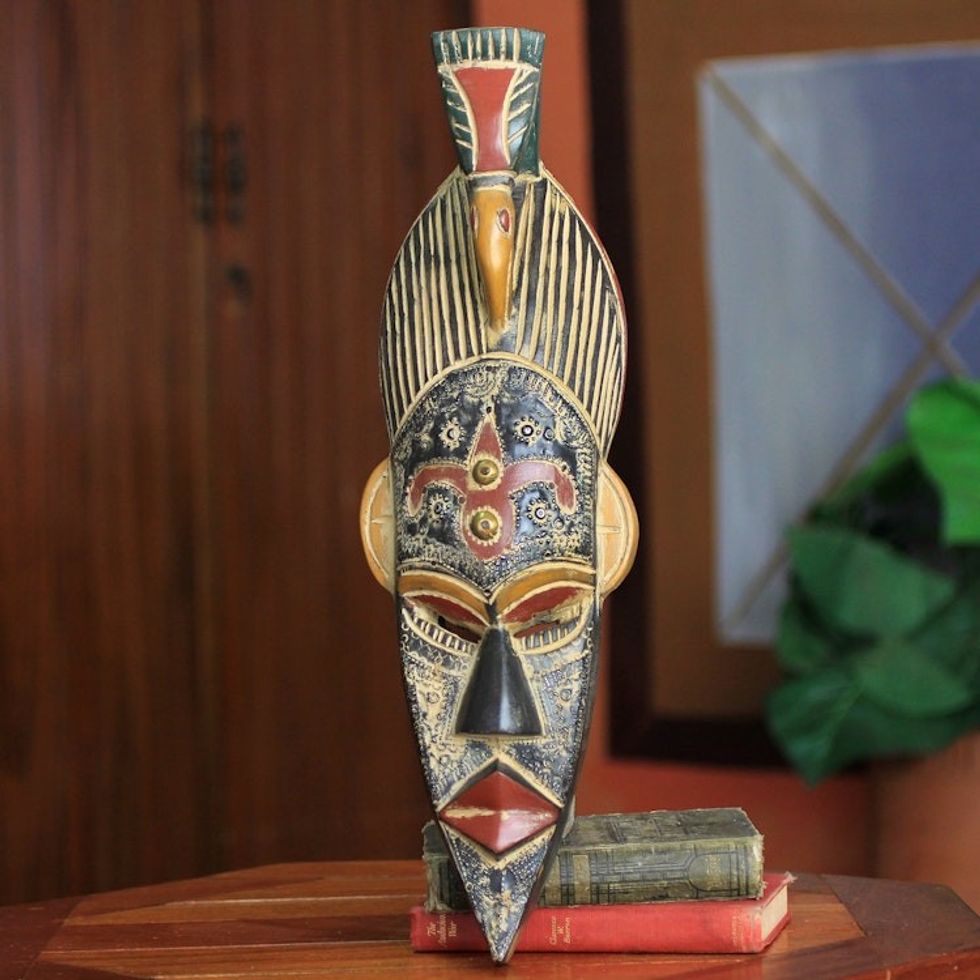 Ghanaian Handcrafted African Mask Bird Design 'Flying Bird'