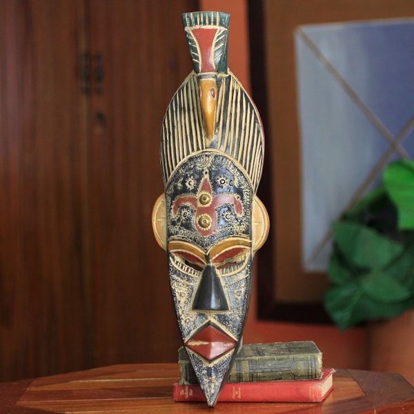 Alternate image for Ghanaian Handcrafted African Mask Bird Design Flying Bird