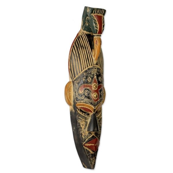 Alternate image for Ghanaian Handcrafted African Mask Bird Design Flying Bird