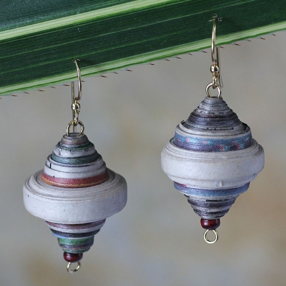 African Recycled Paper Dangle Earrings 'Berries'