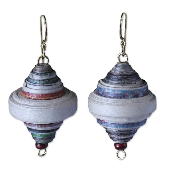 Alternate image for African Recycled Paper Dangle Earrings Berries