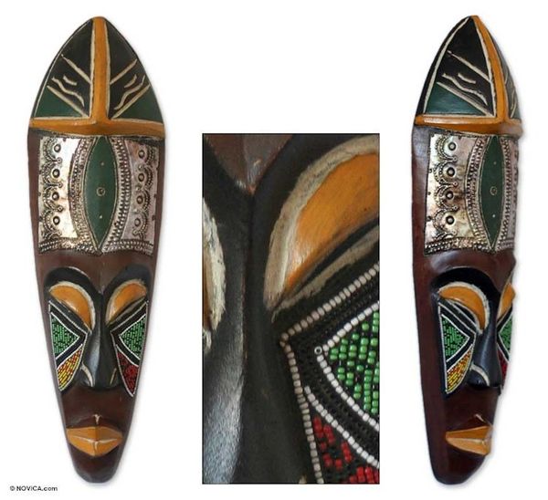 Alternate image for Handcrafted African Ghanaian Wood Mask Fortunes