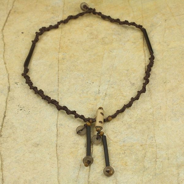 Alternate image for Artisan Crafted Bamboo and Recycled Glass Necklace African Twist