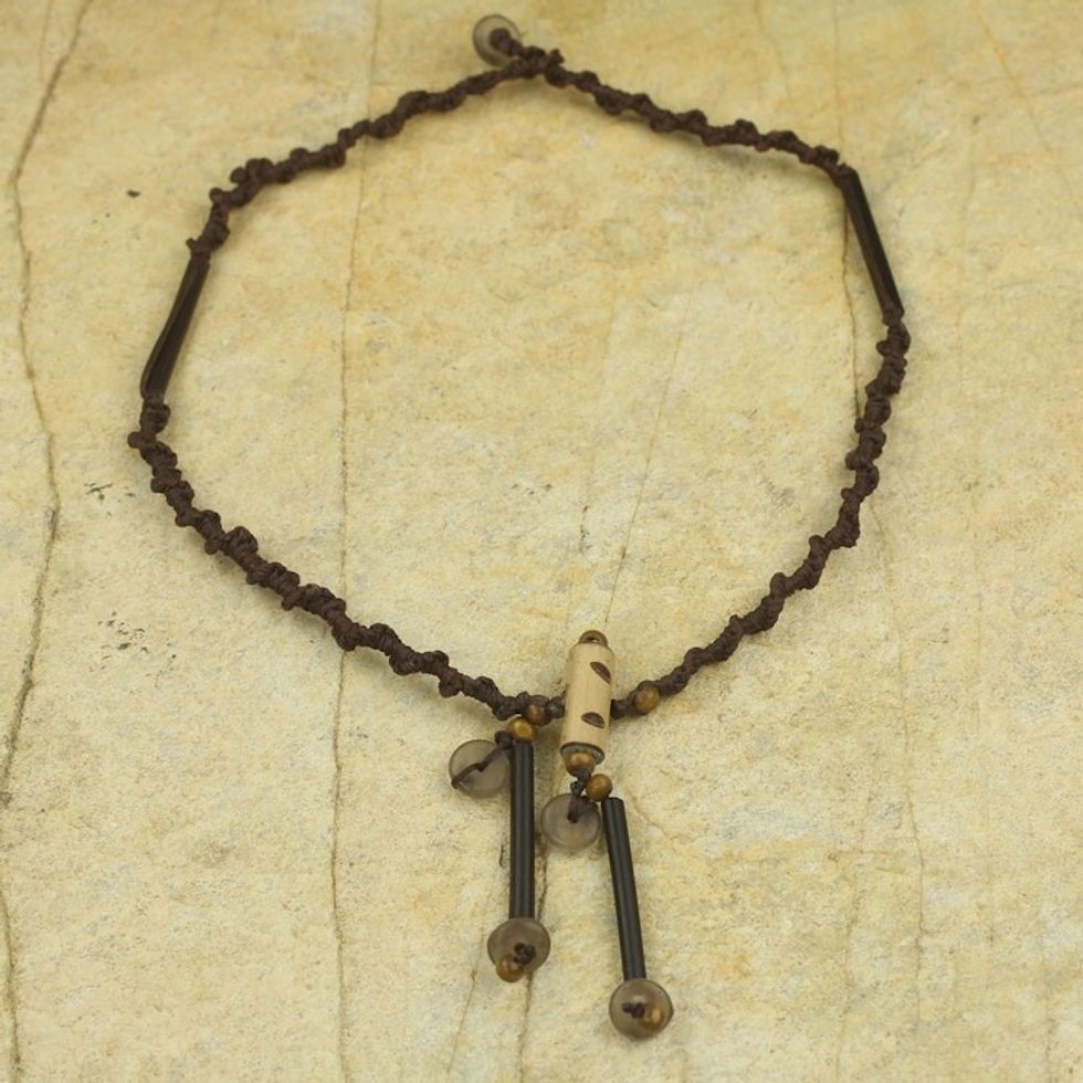 Artisan Crafted Bamboo and Recycled Glass Necklace 'African Twist'