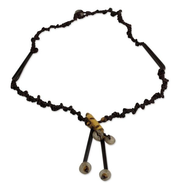 Alternate image for Artisan Crafted Bamboo and Recycled Glass Necklace African Twist