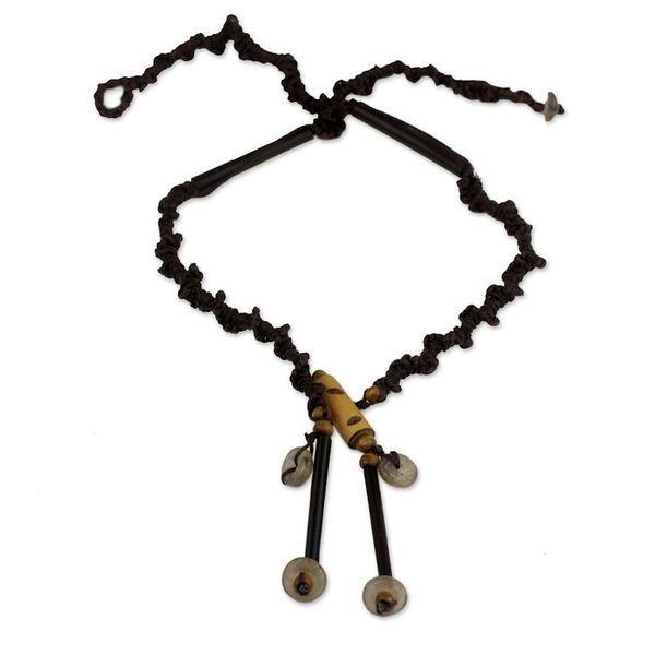 Alternate image for Artisan Crafted Bamboo and Recycled Glass Necklace African Twist