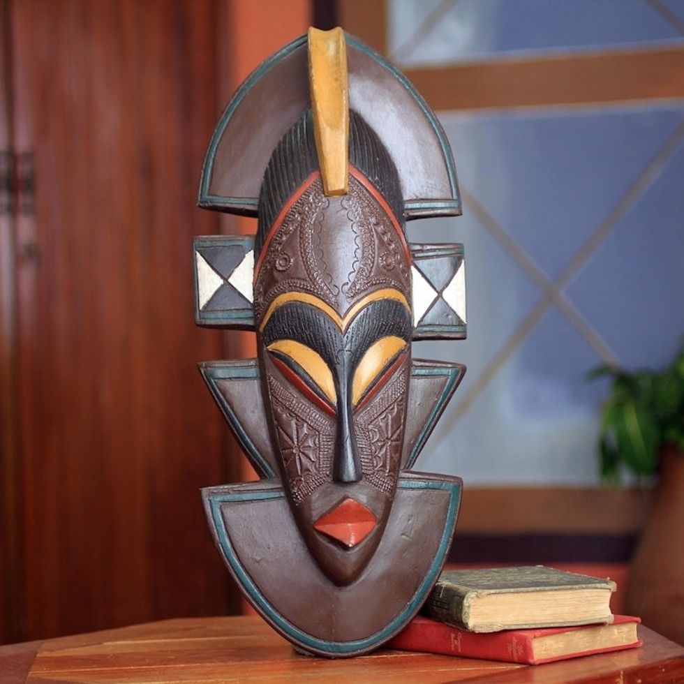Original African Wood Mask Carved by Hand 'Kekewa'