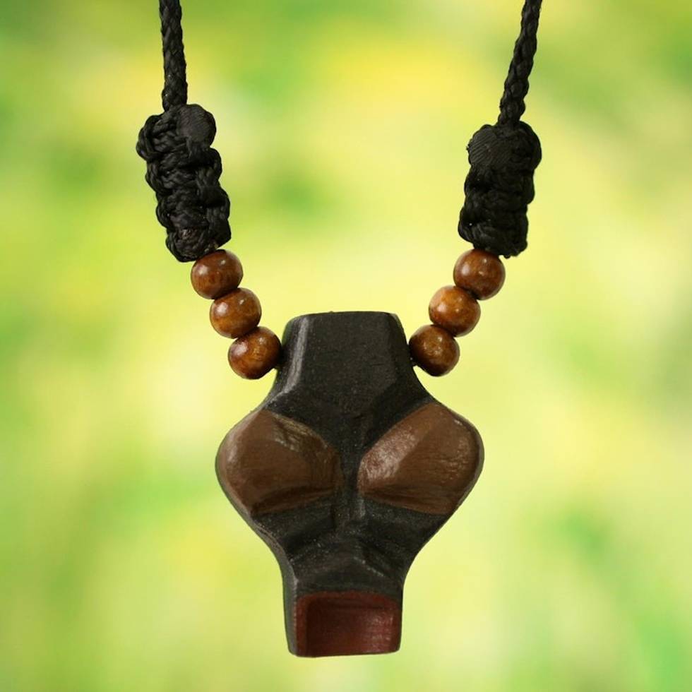 African Mask Necklace for Men's Jewelry 'Wofa Adam'
