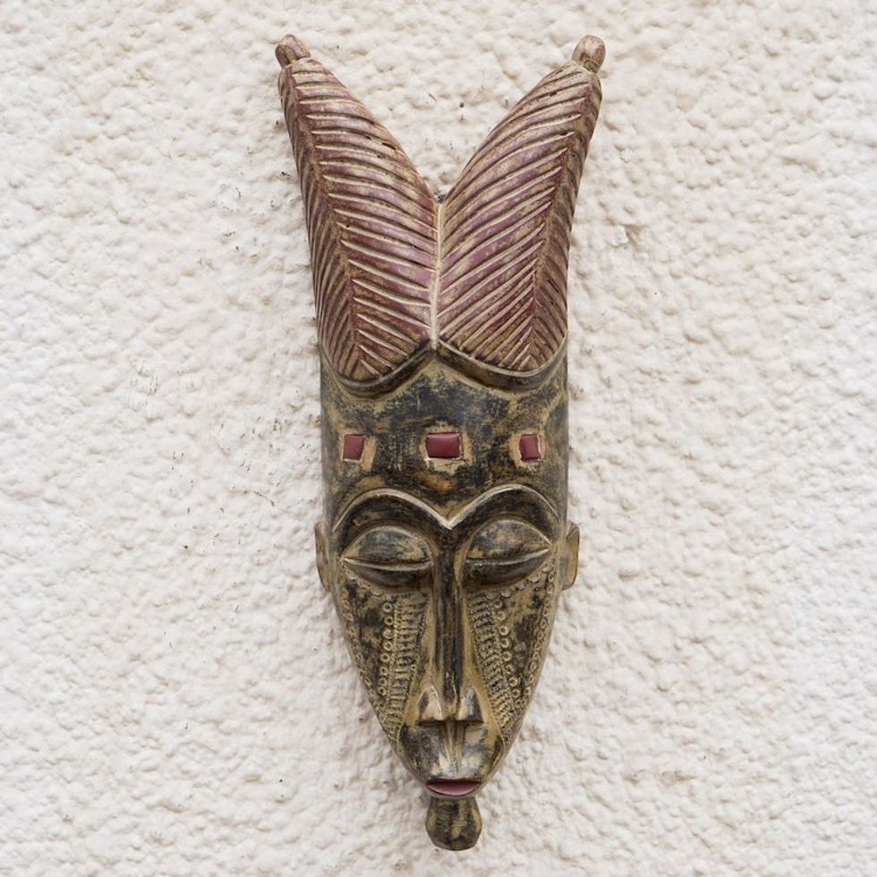 Hand Carved Wood Mask 'Bravery'