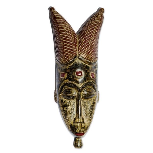 Alternate image for Hand Carved Wood Mask Bravery