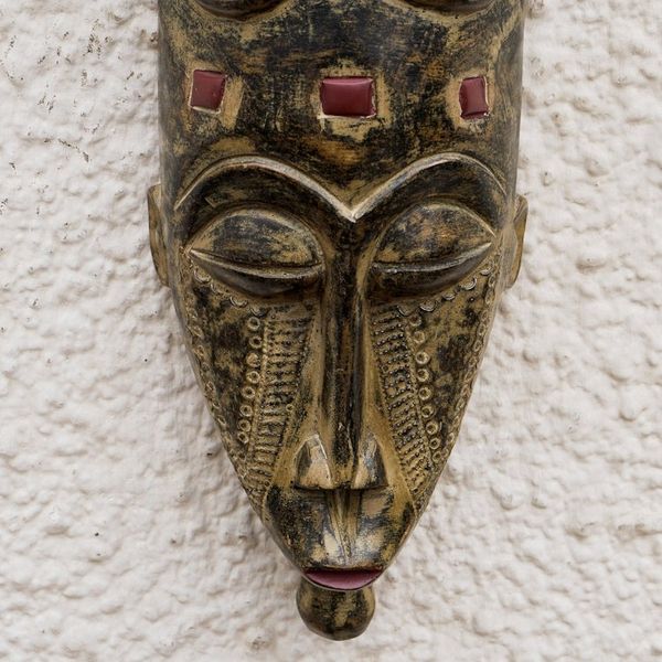 Alternate image for Hand Carved Wood Mask Bravery