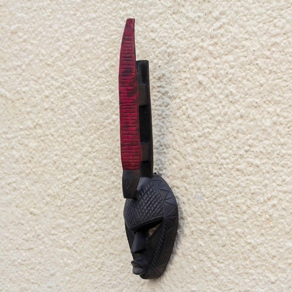 Akan wood mask 'Chameleon Charisma'