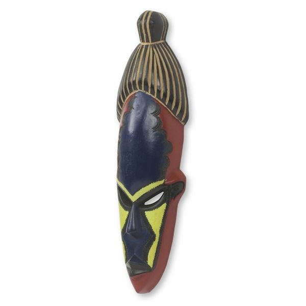 Alternate image for Brightly Colored Hand Carved African Mask from Ghana Saturdays Girl
