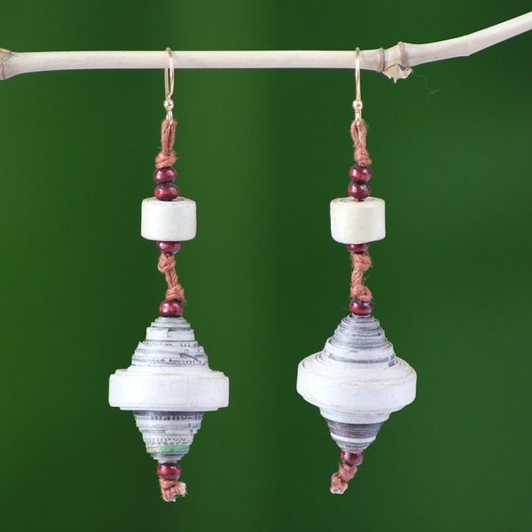 Alternate image for Recycled paper dangle earrings Continuity