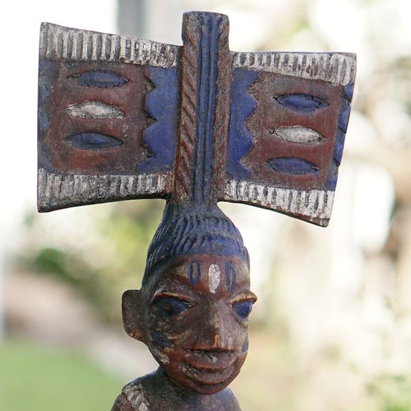 Alternate image for Hand Made Cultural Wood Sculpture Pair Yoruba Justice