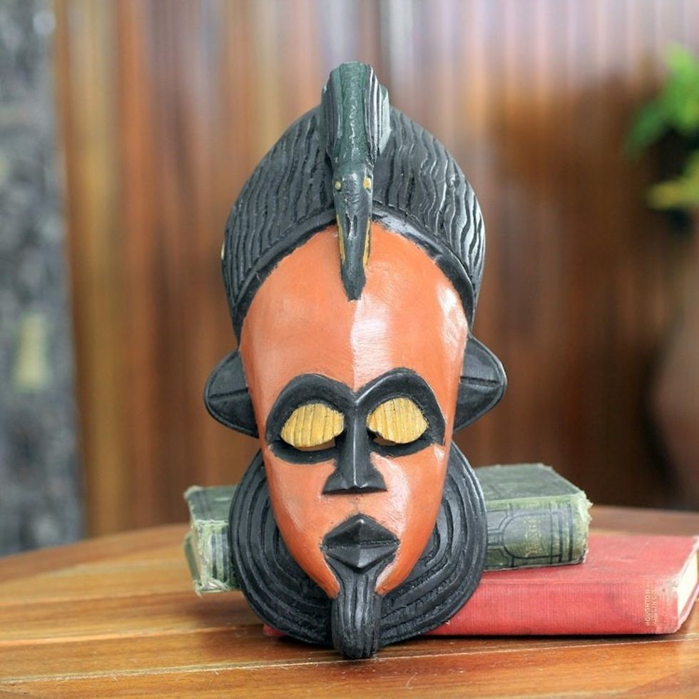 Painted Bird African Mask from Ghana 'Painted Bird'