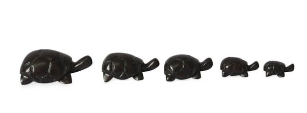 Alternate image for Hand Carved Ebony Wood Turtle Sculptures Set of 5 Tortoise Family