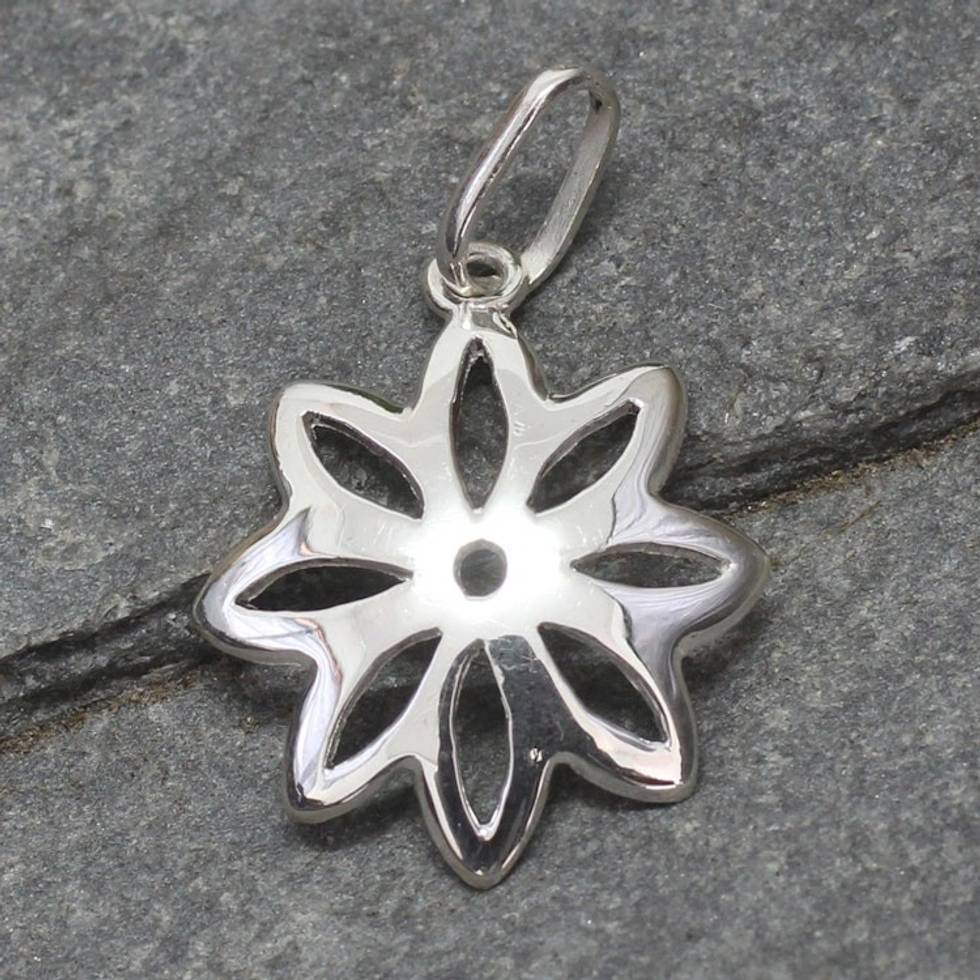 Floral Sterling Silver Pendant 'Hopeful Star'