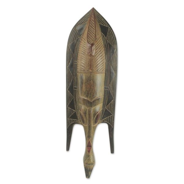Alternate image for Original African Wood Mask Crafted by Hand Fish Man