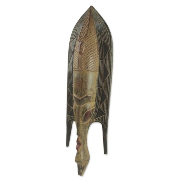 Alternate image for Original African Wood Mask Crafted by Hand Fish Man