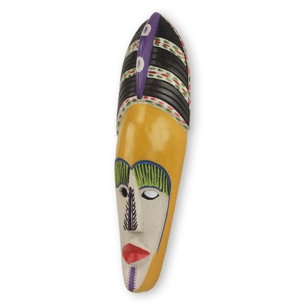Alternate image for Painted African Wood Mask of Akan Woman Crafted by Hand Obaa Yaa