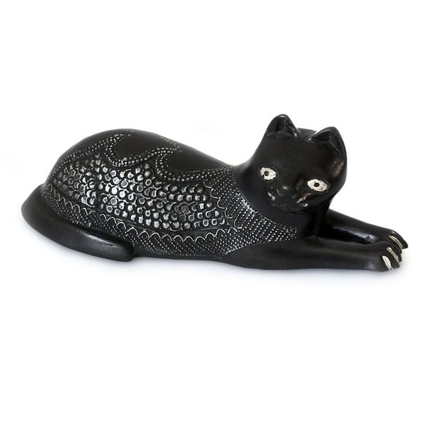 Alternate image for African Wood Cat Figurine Asevi