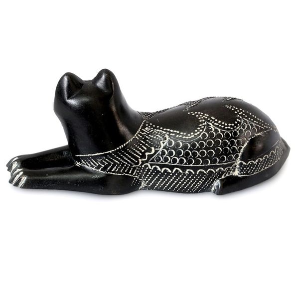 Alternate image for African Wood Cat Figurine Asevi