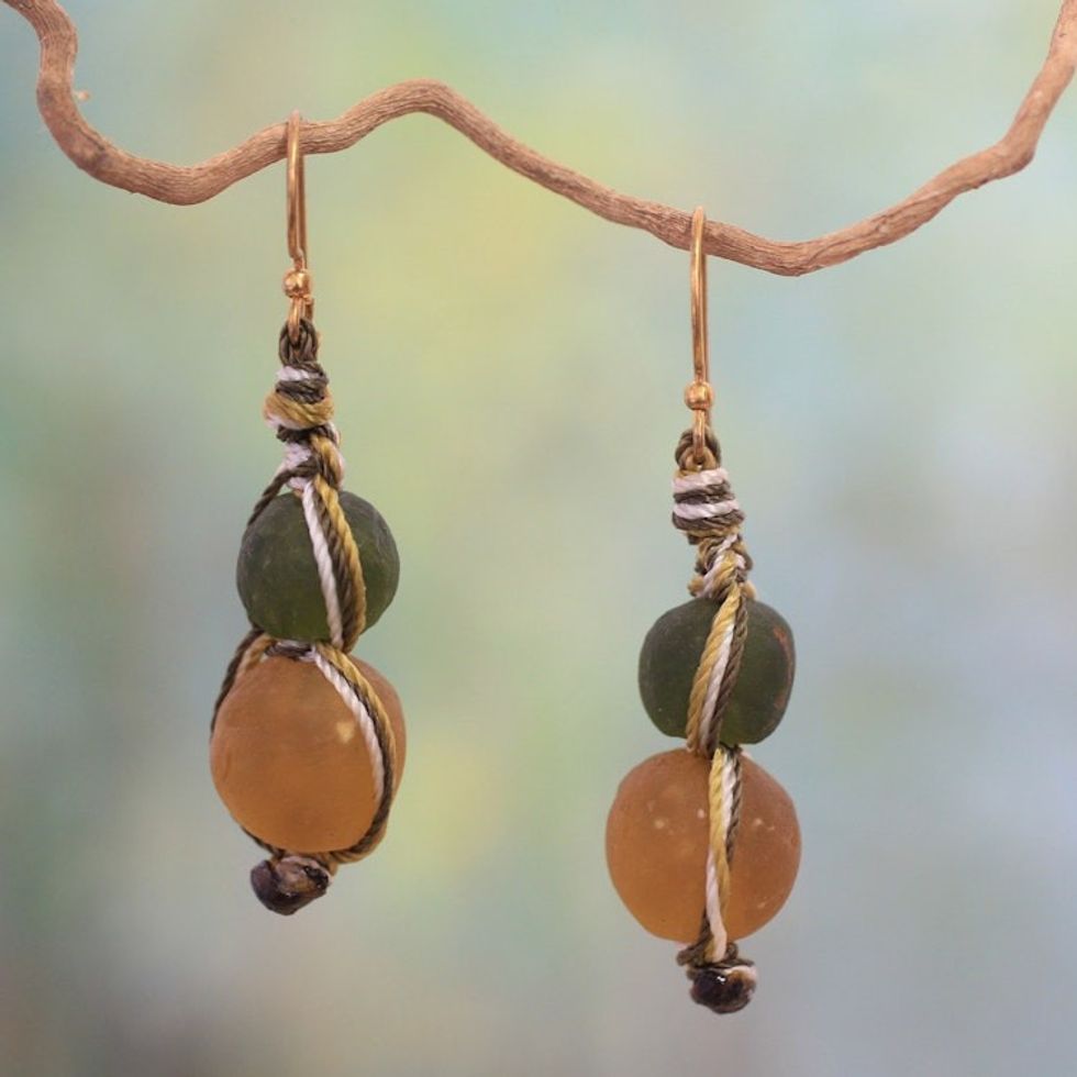 Modern Recycled Glass Dangle Earrings 'Summer Fields'