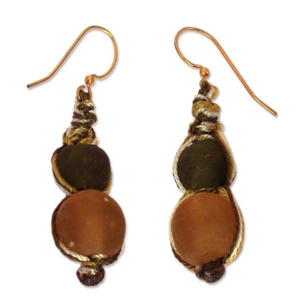 Alternate image for Modern Recycled Glass Dangle Earrings Summer Fields