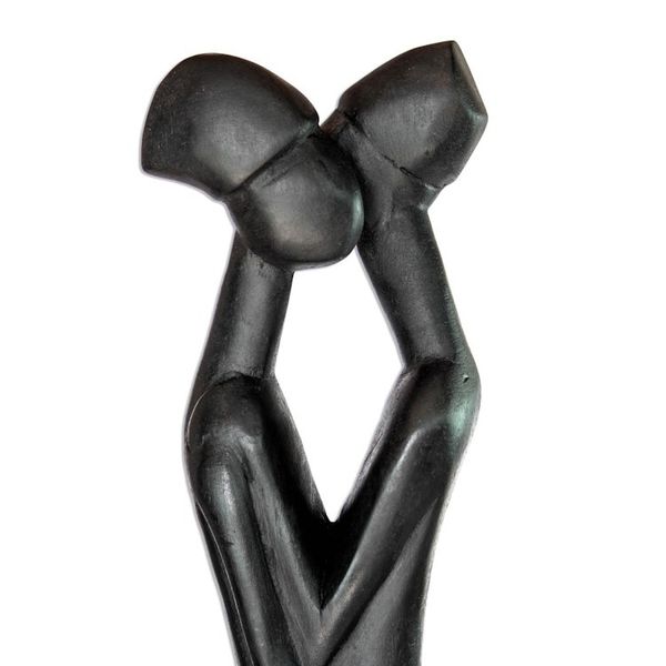 Alternate image for Hand Carved Romantic Wood Sculpture Wonderful Lovers