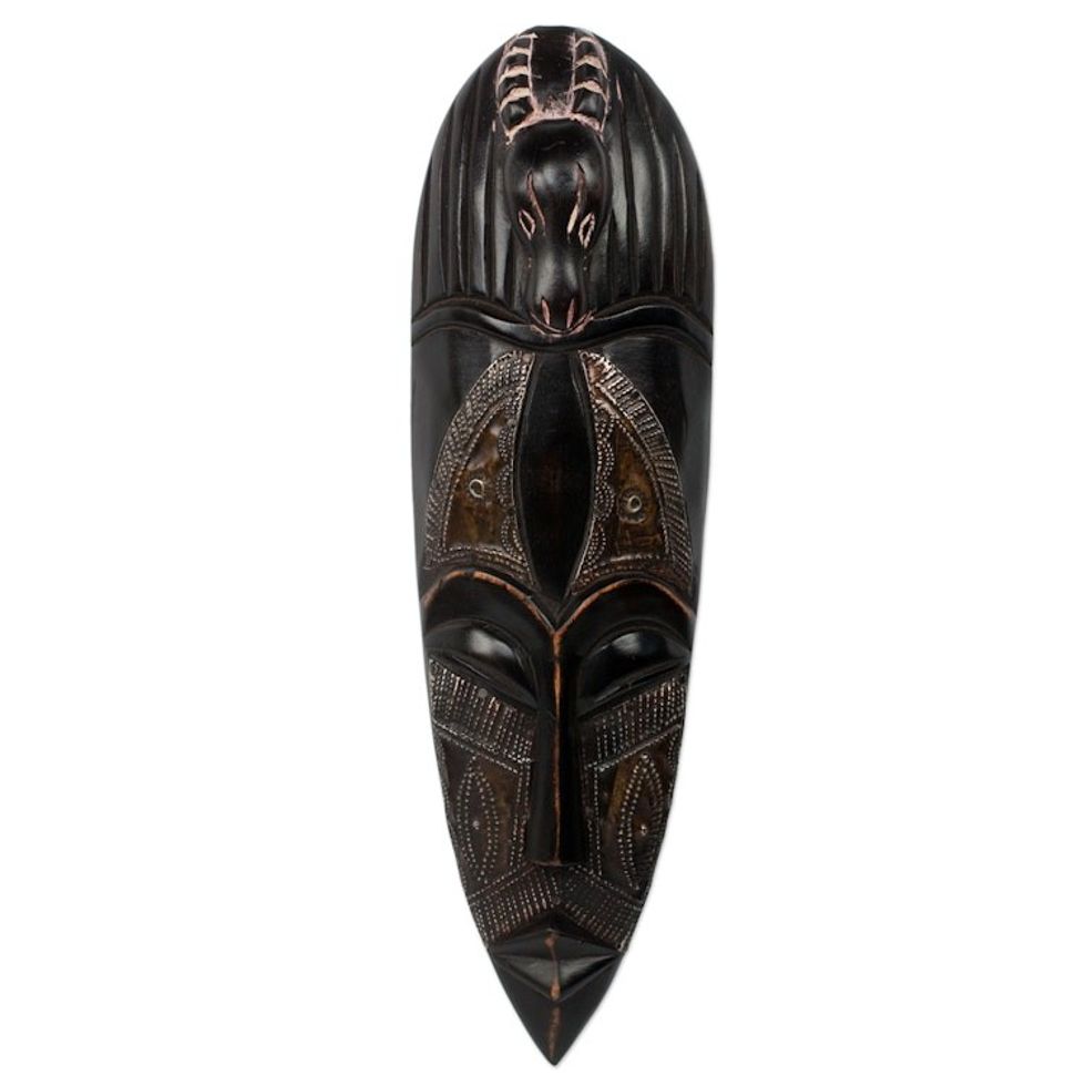 Handmade African Wood Mask 'Steal Not'